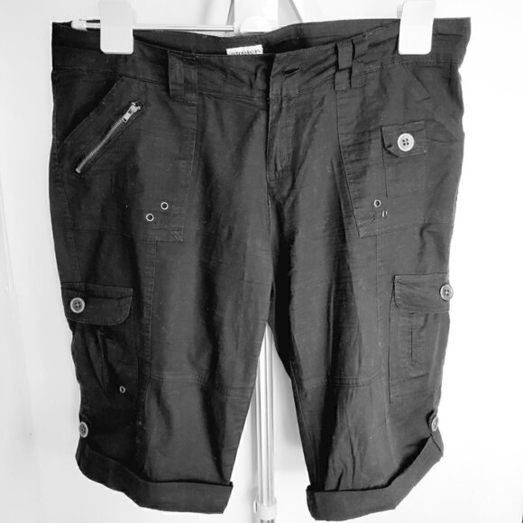 Majora Cargo Black Casual Summer Solid Women's Shorts. Size Large - Picture 1 of 4